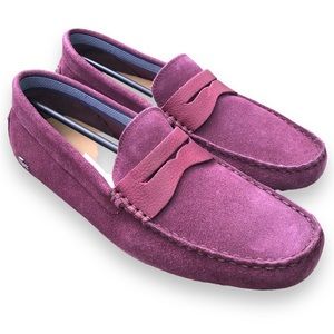 Men’s Lacoste Casual Suede Slip on Concours 18 SRM Dark Red Size 10 Loafers